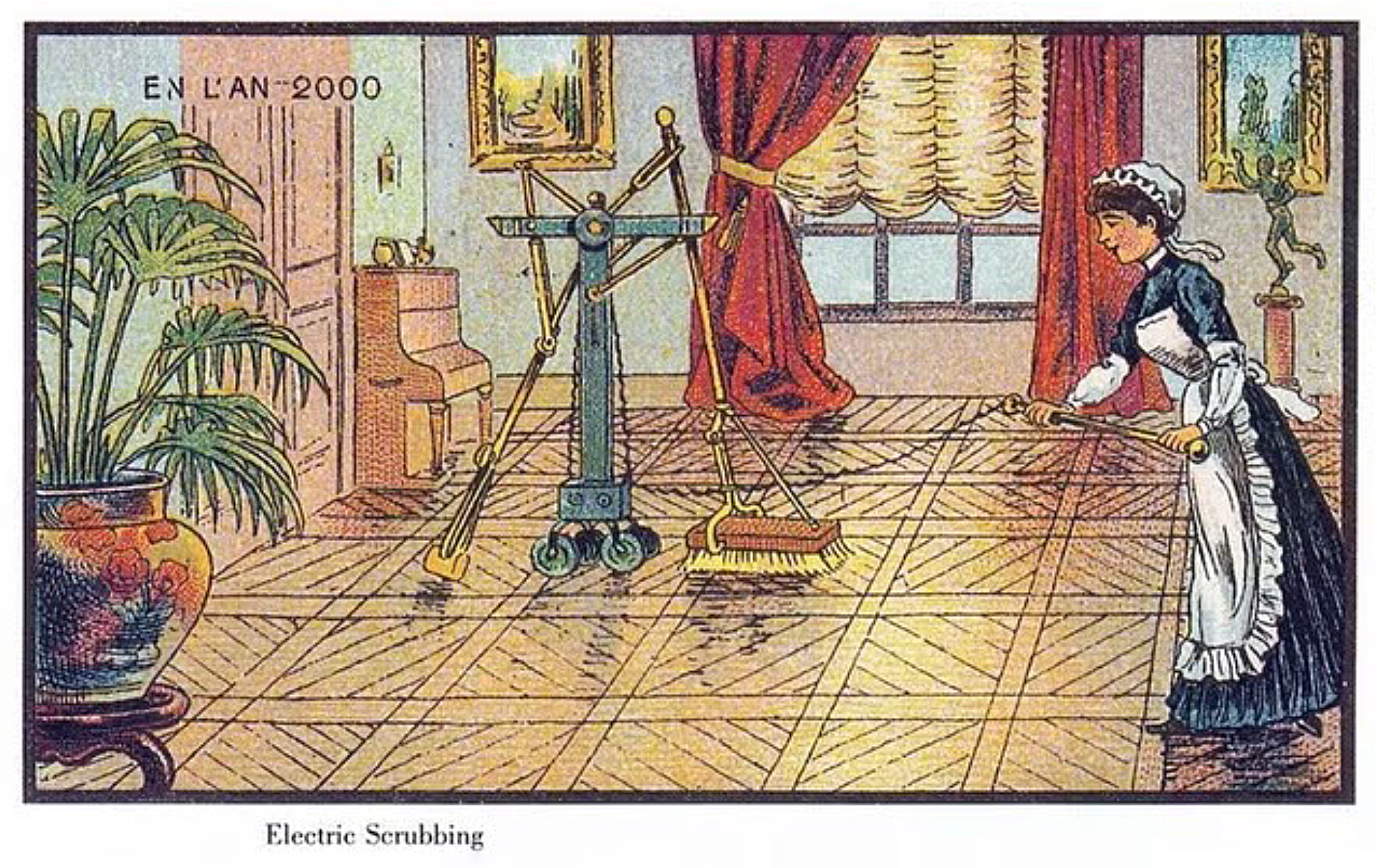 France in the Year 2000 cartoon - electric scrubbing