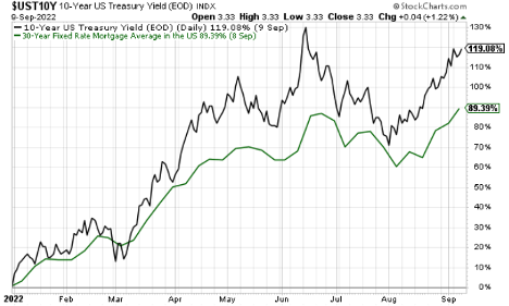 US Treasury Yield Chart since August